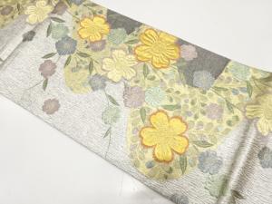 流水に枝垂れ桜模様織り出し　振袖用袋帯